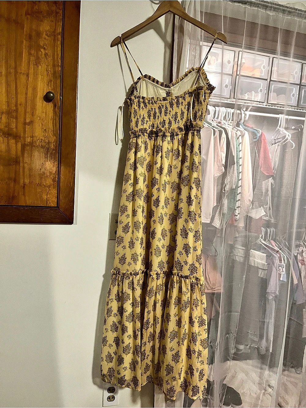 Floral Tiered Maxi Dress in Yellow & Brown Like New